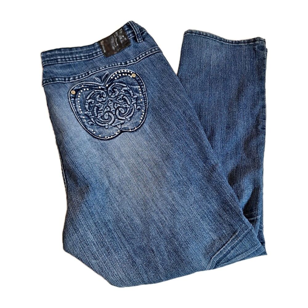 Apple Bottoms Women's Plus Jeans Size 24 Blue Distressed